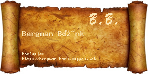 Bergman Bánk névjegykártya
